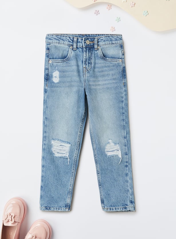 Girls Distressed Slim Fit Jeans