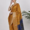 Golden Mustard Katan Silk Saree - Silk Mark Certified - Image 3