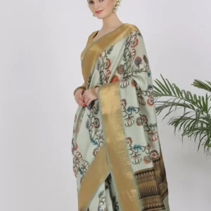 Light Mint Katan Silk Saree - Silk Mark Certified