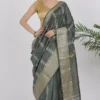 Olive Green Katan Silk Saree - Silk Mark Certified - Image 2