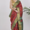 Raspberry Red Katan Silk Saree - Silk Mark Certified - Image 6