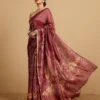 CARAMINE SILK TISSUE STRIPES SAREE - Image 3