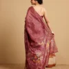 CARAMINE SILK TISSUE STRIPES SAREE - Image 4