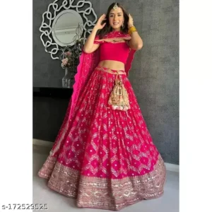 Pink georgette heavy embroidered wedding lehenga choli Lehenga