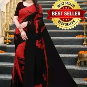 Kanooda Prints Fancy Women's Georgette Printed Sarees.