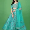 Embroidered Semi Stitched Lehenga Choli (Light Blue)